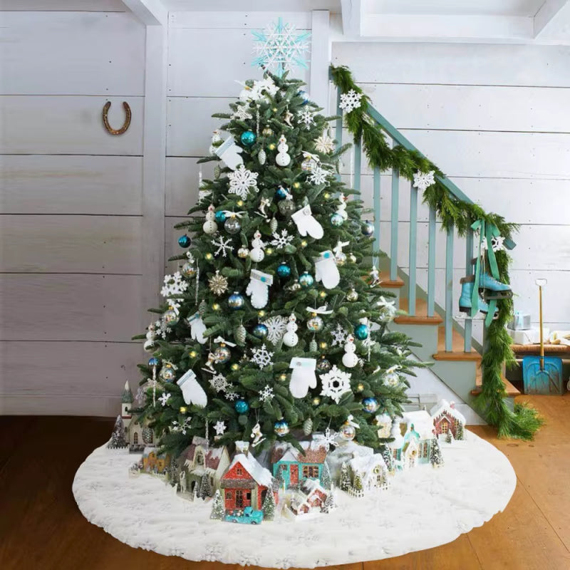 Jupe de sapin de Noël en fausse peluche douce – Ø 80 cm / 90 cm / 120 cm – Tapis à design double épaisseur, installation facile à scratch – Décoration chaleureuse et élégante pour maison, bureau ou fête