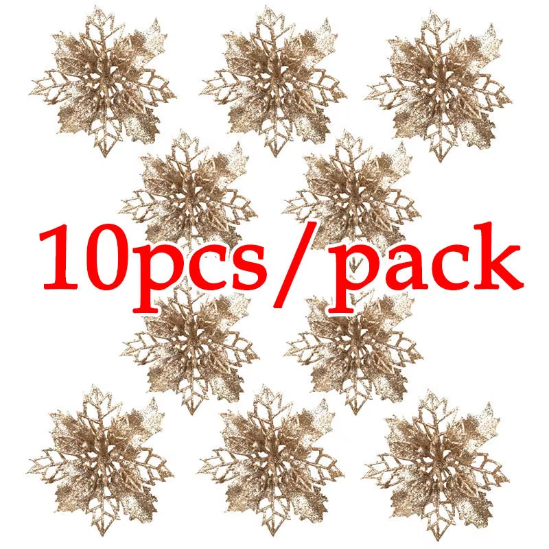 Lot de 10 fleurs scintillantes pour Noël– Décorations florales artificielles multicolores – Ornements élégants et tendances 2025