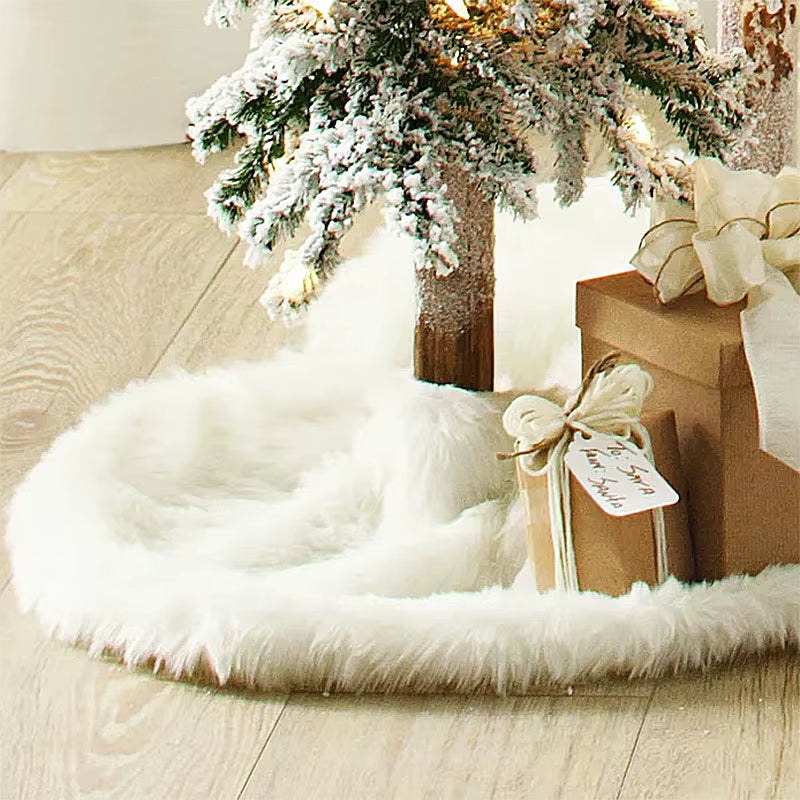 Jupe de sapin de Noël en fausse peluche douce – Ø 80 cm / 90 cm / 120 cm – Tapis à design double épaisseur, installation facile à scratch – Décoration chaleureuse et élégante pour maison, bureau ou fête